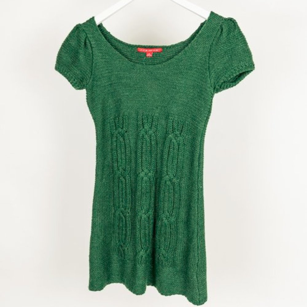 J.J. Basics Y2K Green Cable Knit Tunic